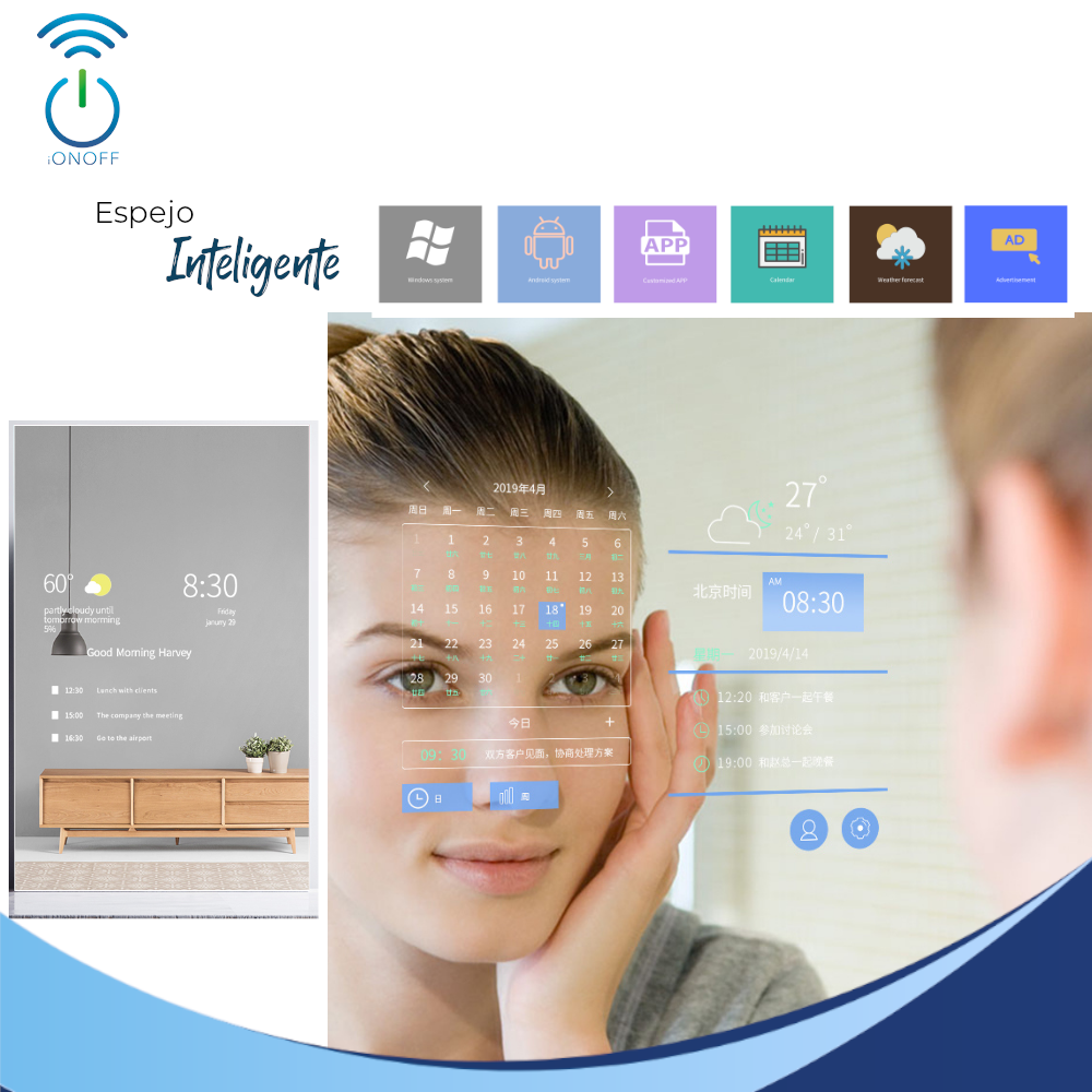 Espejo inteligente Touch Screen con Sistema Android, iOnOff Automatización  de Casas, Smart Home